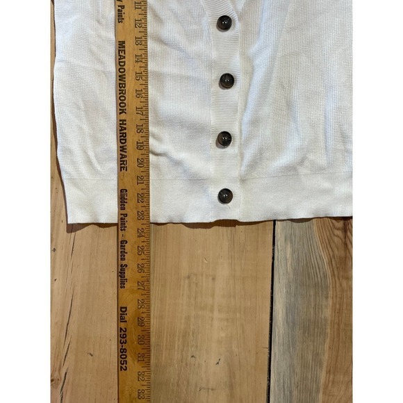 Zenana womens v-neck Button Front Cardigan Sweater Long Sleeve. White. Medium - Picture 4 of 5